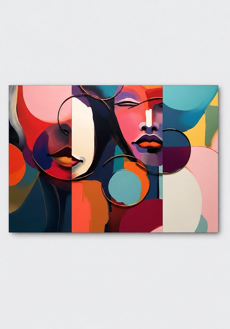 Tableau Visages Abstraits Colorés – Design Contemporain – Image 2