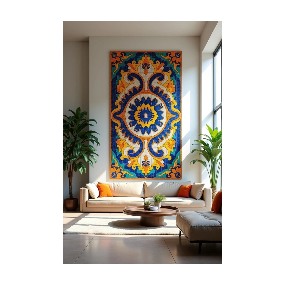 07_motif_oriental_bleu_tableau_seul Tableau Zellige Bleu – Image 1