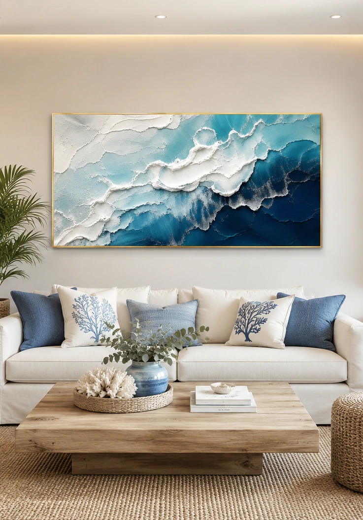 07_vague_bleue_01_plan Tableau Abstrait Bleu Océan – Effet Texture Luxe – Image 1