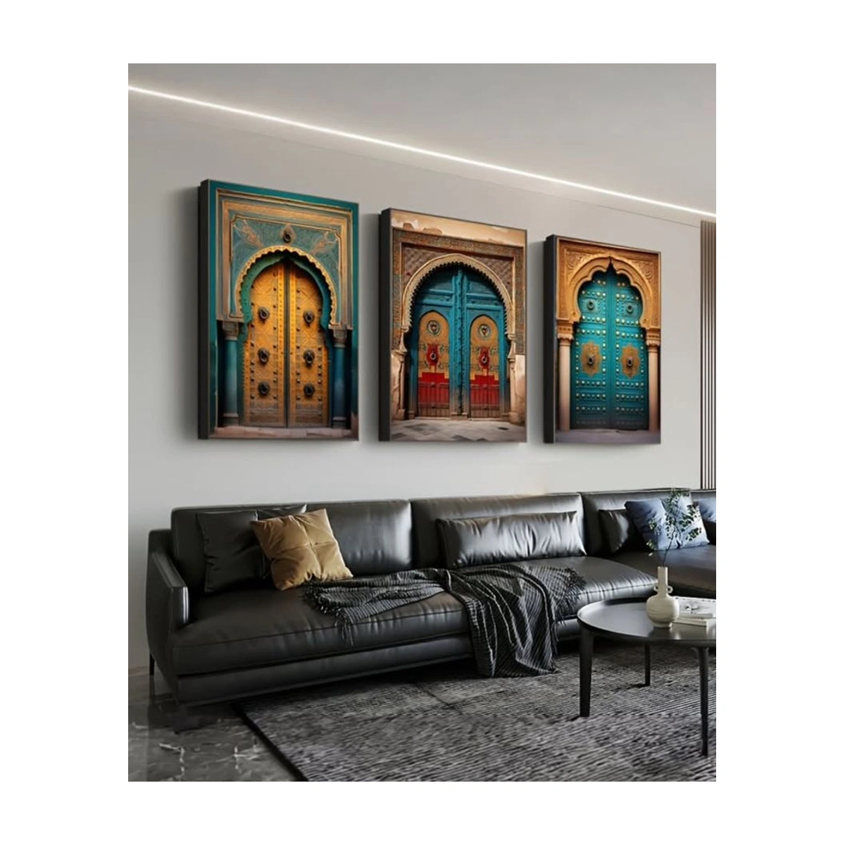 09_portes_marocaines_tableau_seul Tableau Portes Marocaines Triptyque – Image 1
