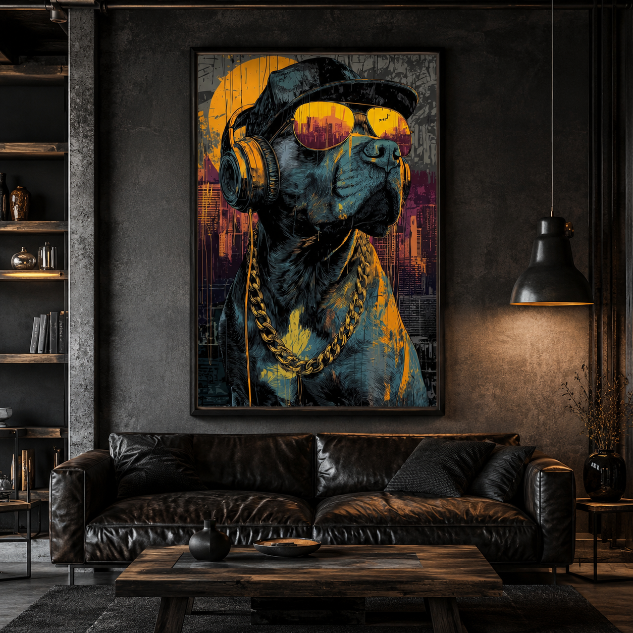 ChatGPT Image 10 juin 2026, 13_45_48 (2) Tableau Chien Rap Urbain – Édition Street Luxury – Image 1