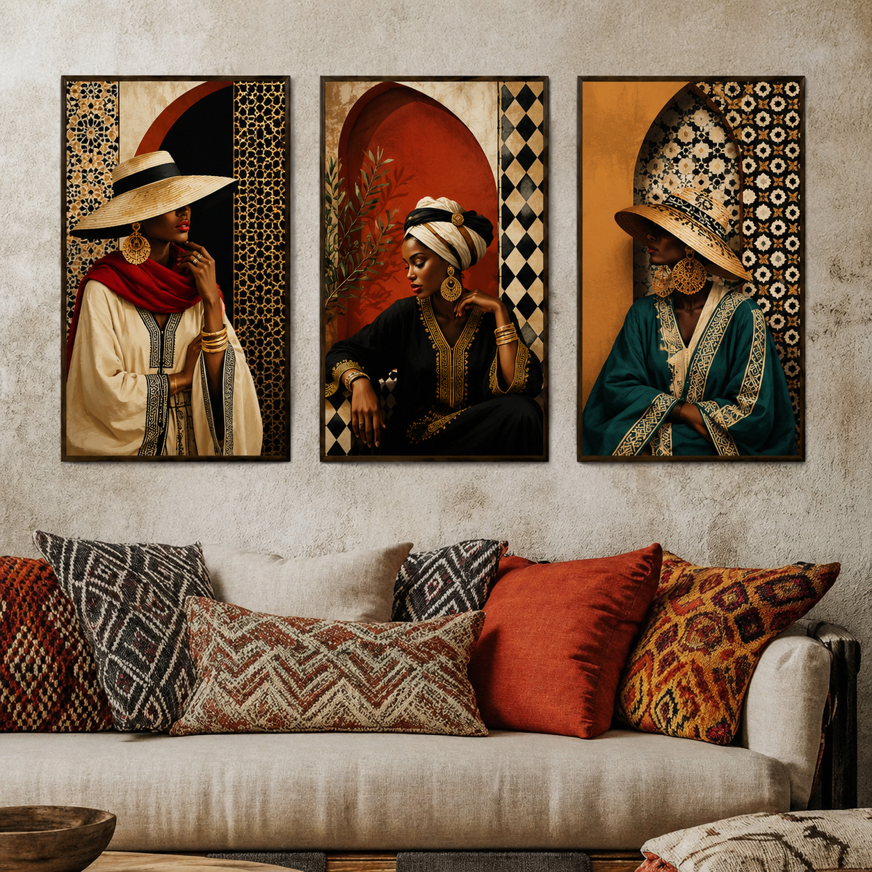 ChatGPT Image 9 juin 2026, 19_49_27 (4) Pack 3 Tableaux Portraits Orientaux Élégants – Édition Femme Signature – Image 1